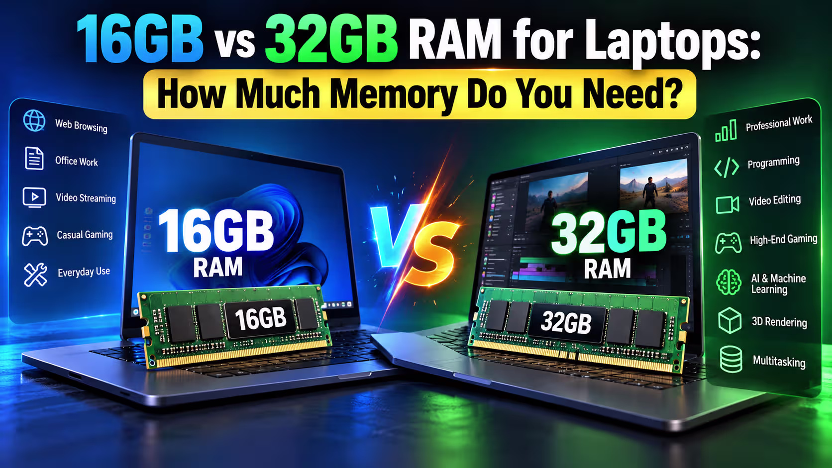 16GB vs 32GB RAM for Laptops: How Much Memory Do You Need?