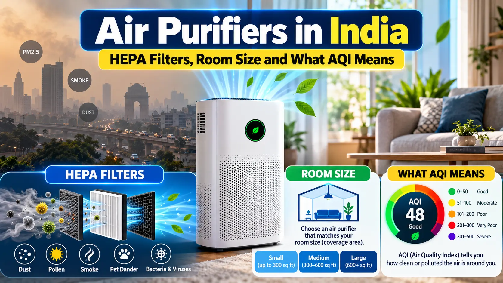 Air Purifiers in India: HEPA Filters, Room Size and What AQI Means