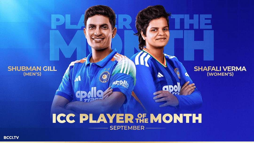 Gill and Shafali Verma Win ICC September Player Awards